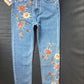 Mode - Bestickte Blumen-Denim-Jeans