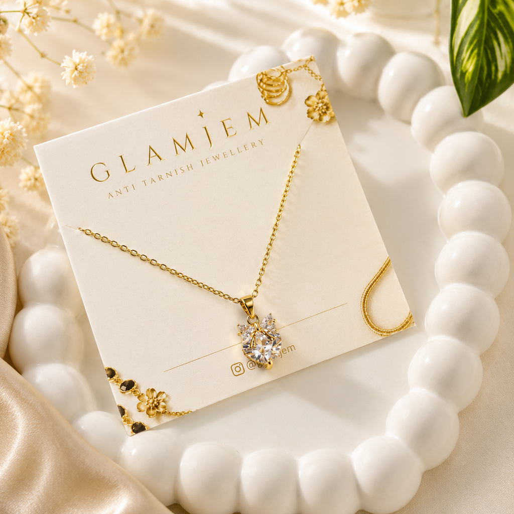 Anti-Tarnish Gold Crystal Bloom Pendant