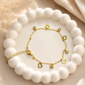 Anti-Tarnish Gold Heart Crystal Charm Bracelet