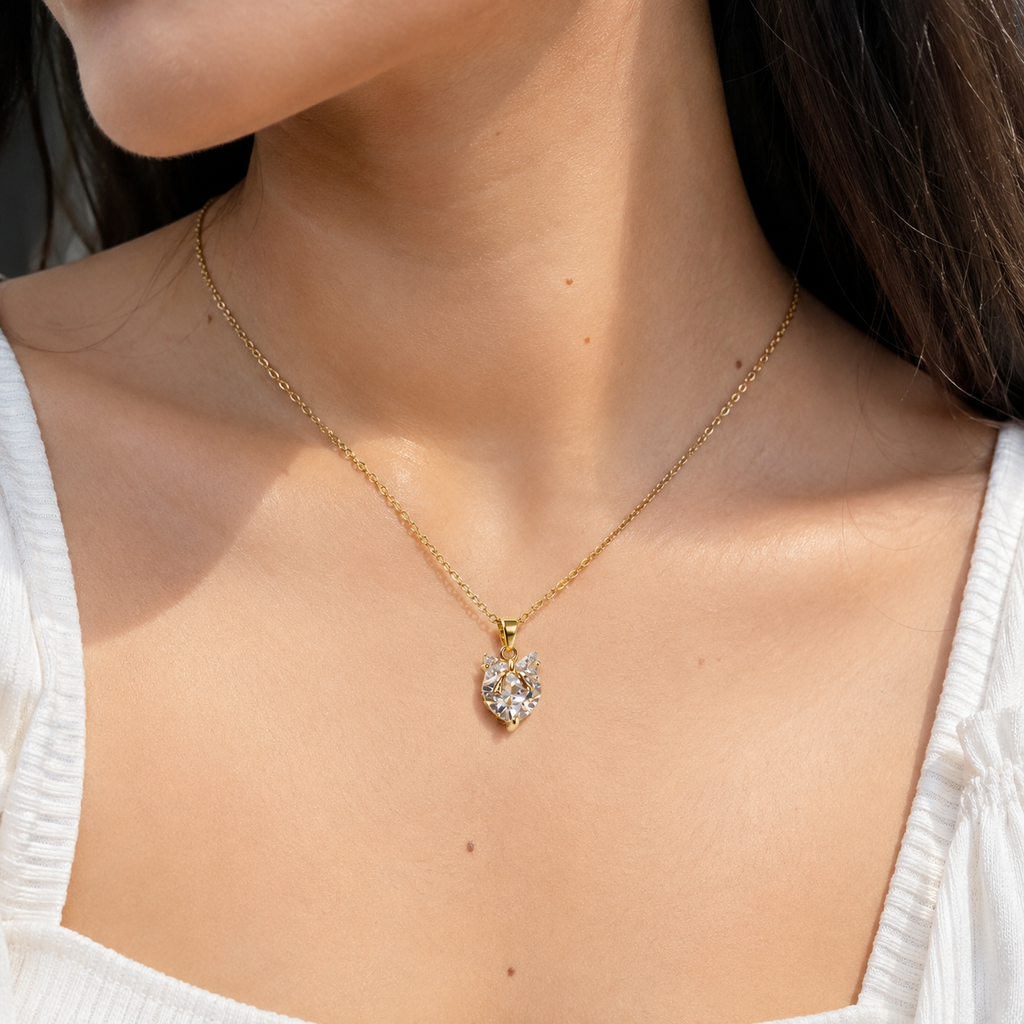 Anti-Tarnish Gold Crystal Bloom Pendant