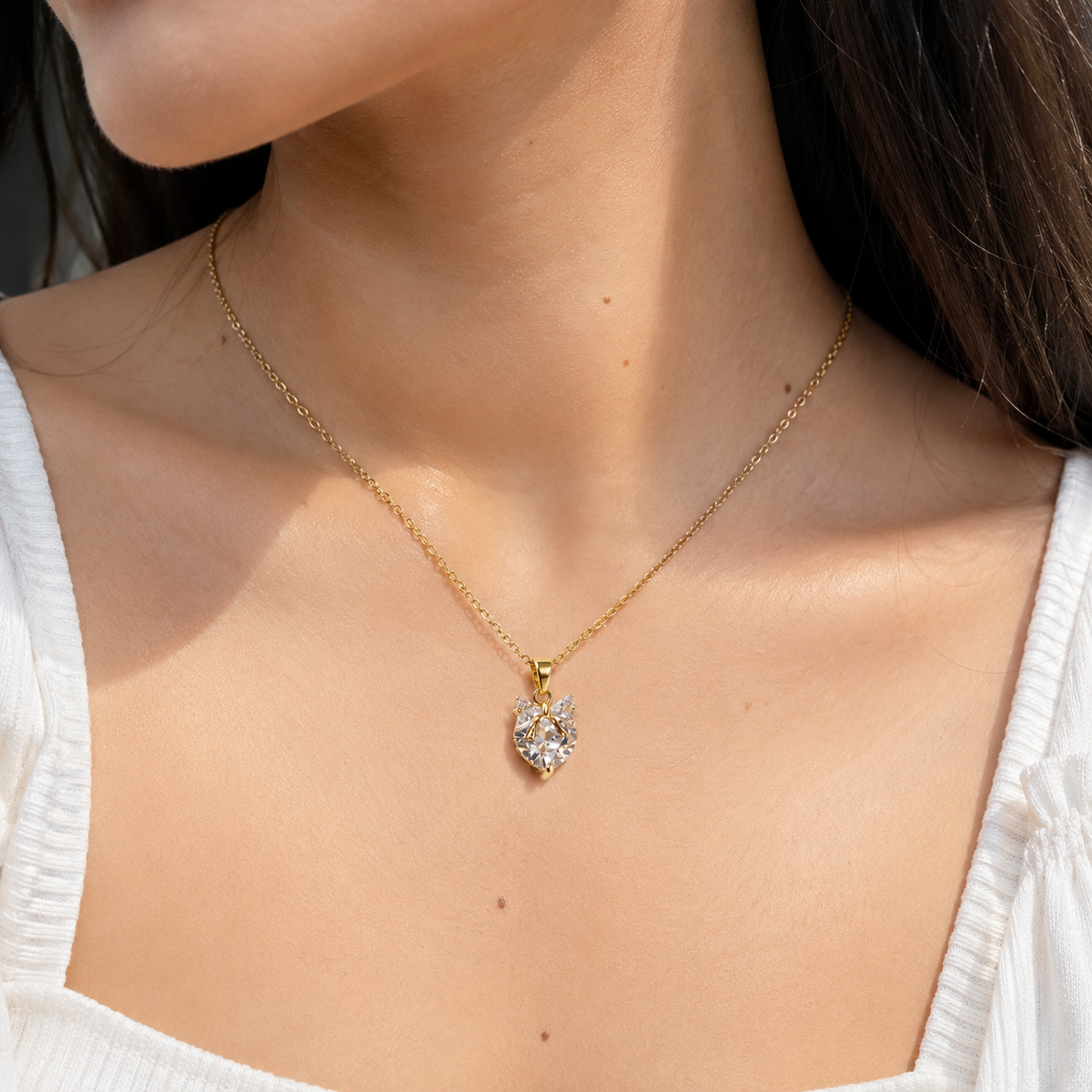 Anti-Tarnish Gold Crystal Bloom Pendant