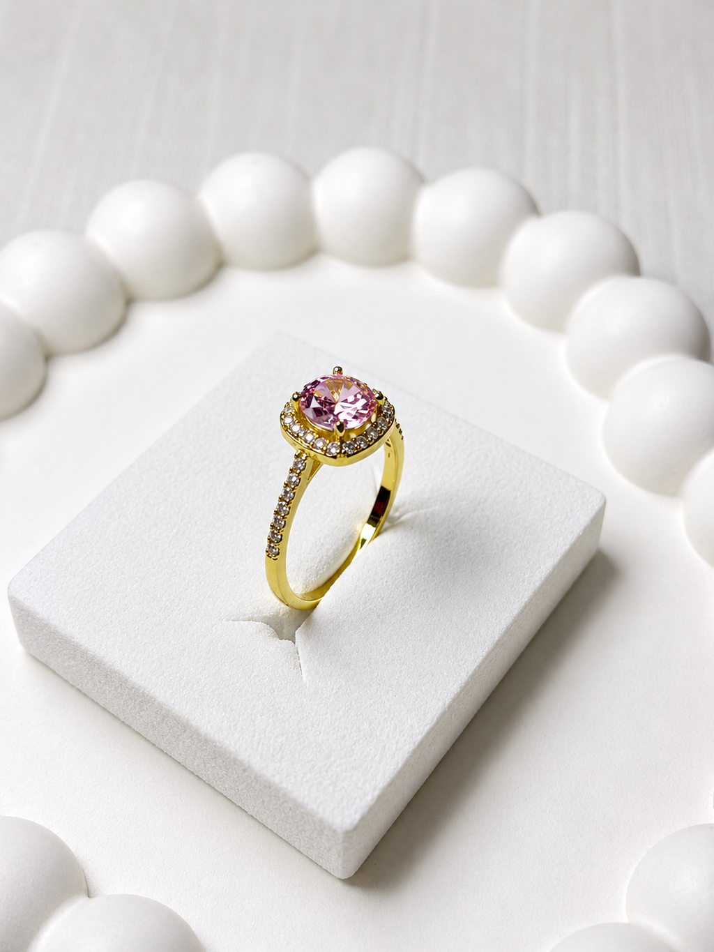 Pink Crystal Ring | 18K Gold Plated | GlamJem