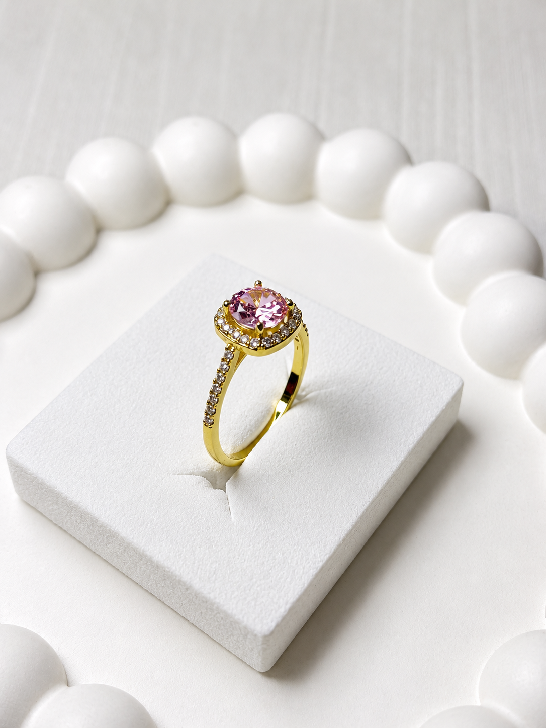 Pink Crystal Ring | 18K Gold Plated | GlamJem