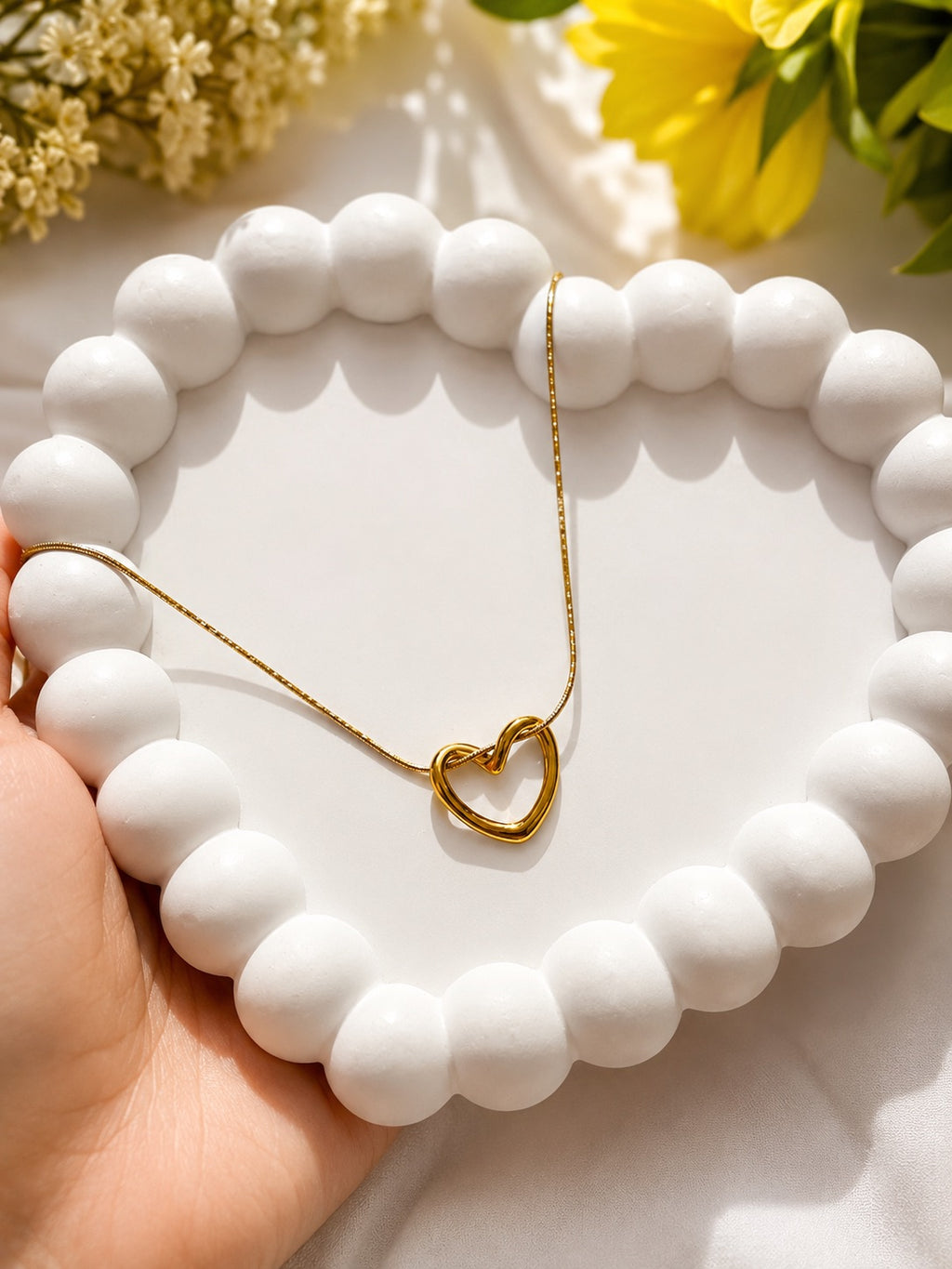 Anti-Tarnish Gold Heart Pendant Necklace