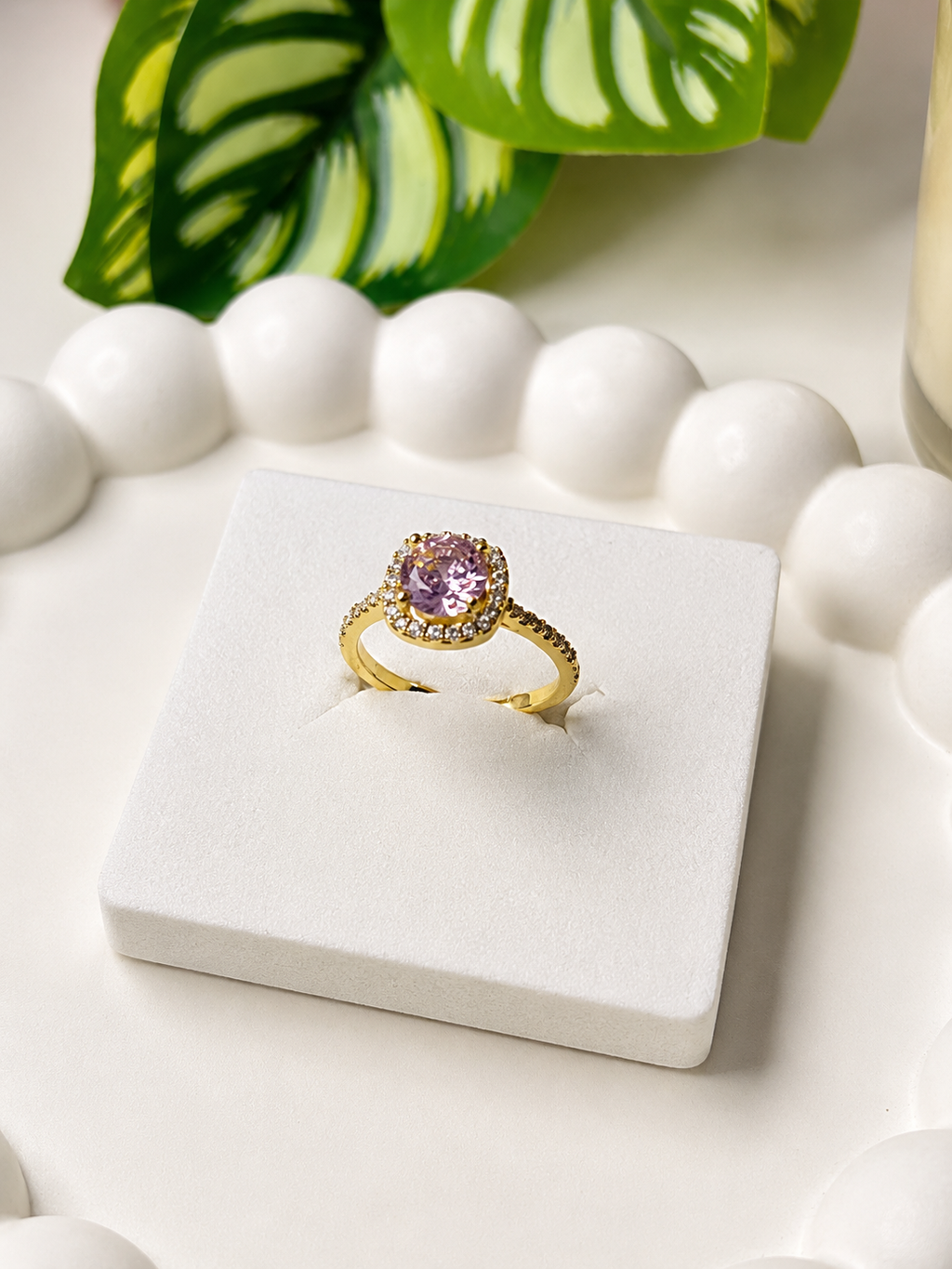 Pink Crystal Ring | 18K Gold Plated | GlamJem