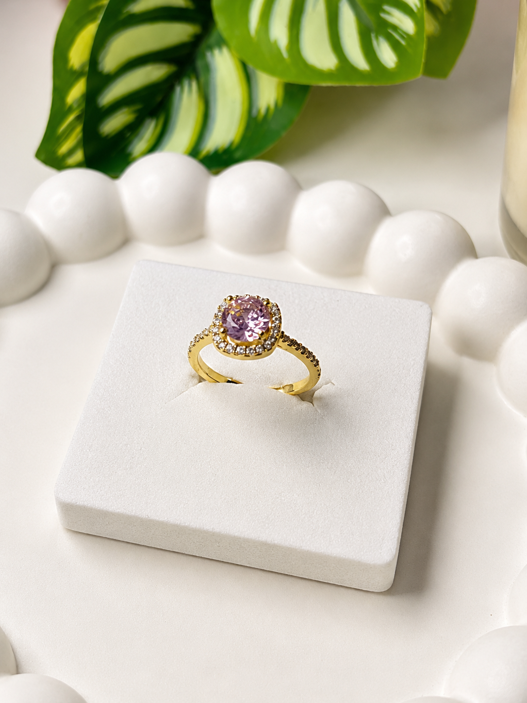 Pink Crystal Ring | 18K Gold Plated | GlamJem