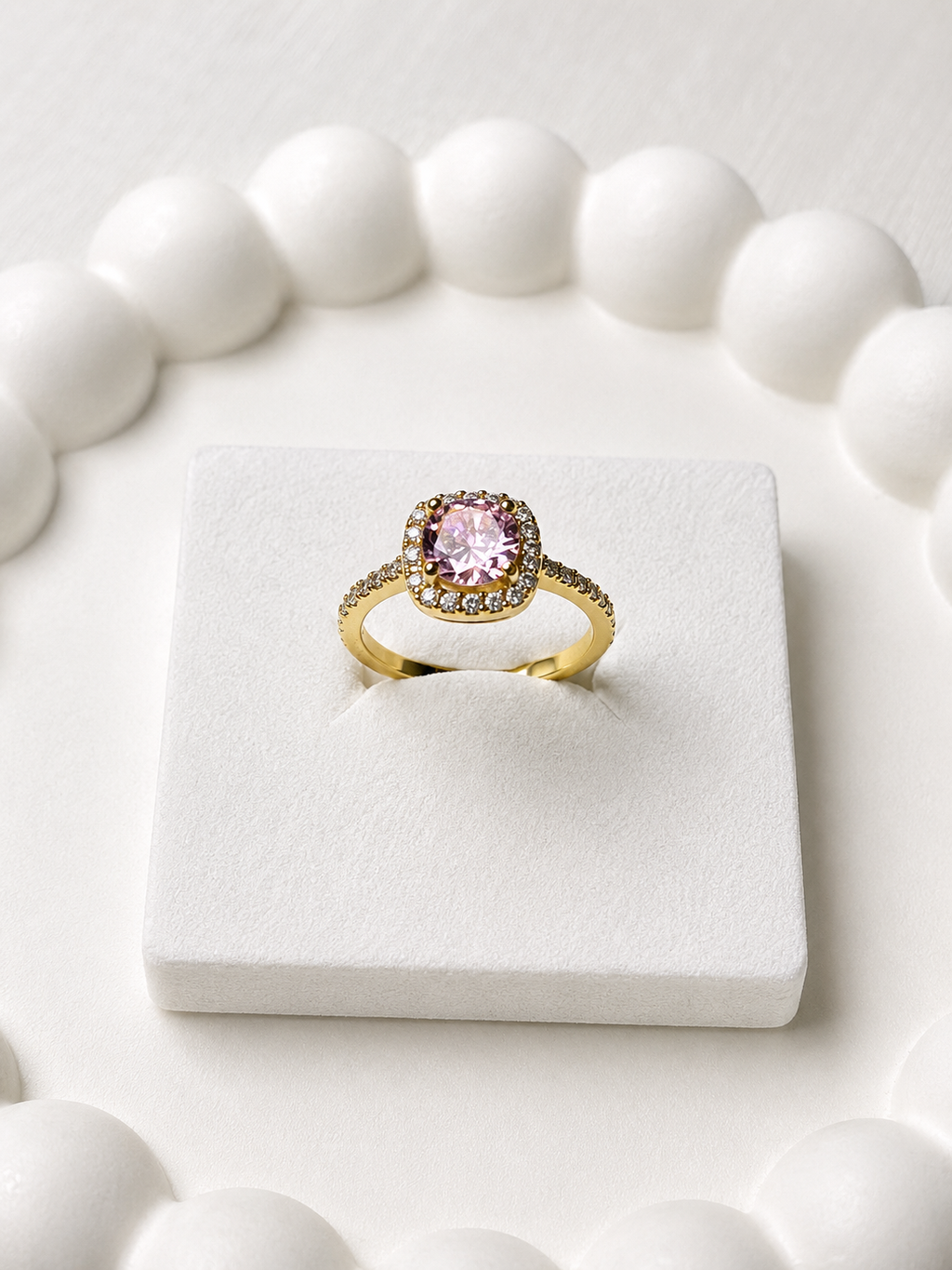 Pink Crystal Ring | 18K Gold Plated | GlamJem