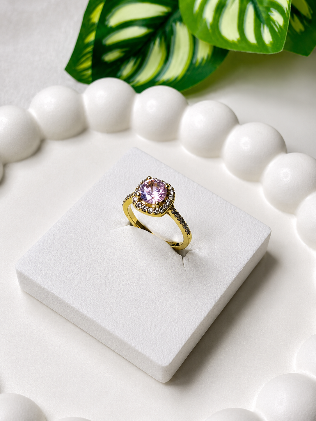 Pink Crystal Ring | 18K Gold Plated | GlamJem