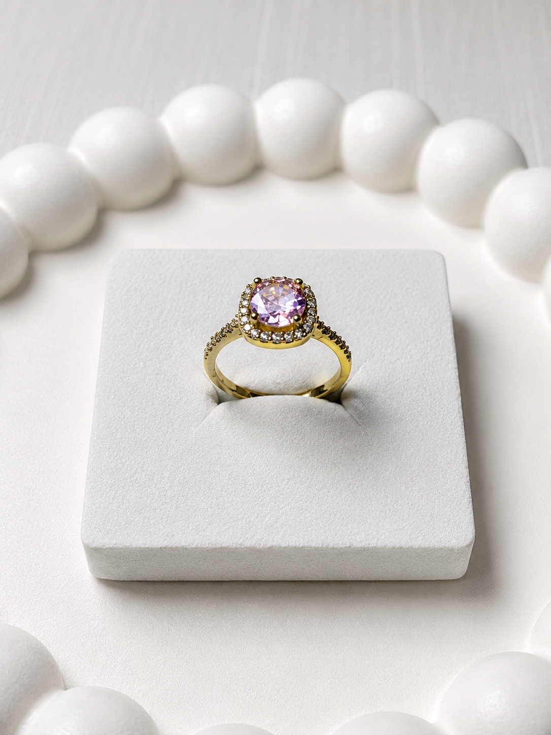 Pink Crystal Ring | 18K Gold Plated | GlamJem